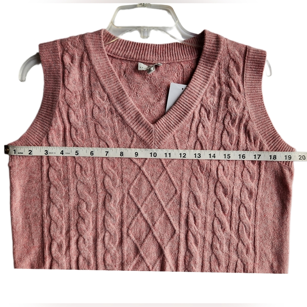 True Craft Women's Pink V Neck Sweater Vest | Size Small | NWT - Picture 6 of 8